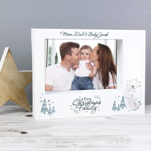(product) Personalised Polar Bear '1st Christmas As A Family' 7x5 Box Photo Frame