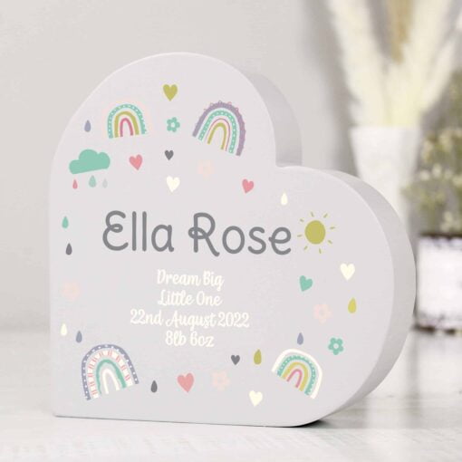 (product) Personalised Rainbow Free Standing Heart ornament