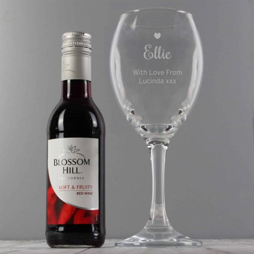 (product) Personalised Red Wine & Heart Wine Glass Set