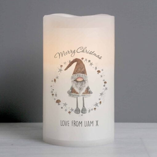 (product) Personalised Scandinavian Christmas Gnome LED Candle
