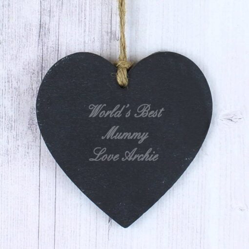 (product) Personalised Script Engraved Slate Heart Decoration