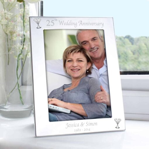 (product) Personalised Silver 5x7 25th Wedding Anniversary Photo Frame