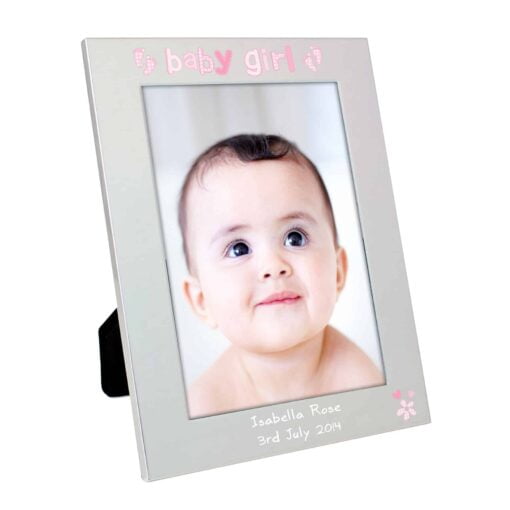 (product) Personalised Silver 5x7 Baby Girl Photo Frame
