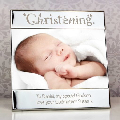 (product) Personalised Silver Christening Square 6x4 Photo Frame