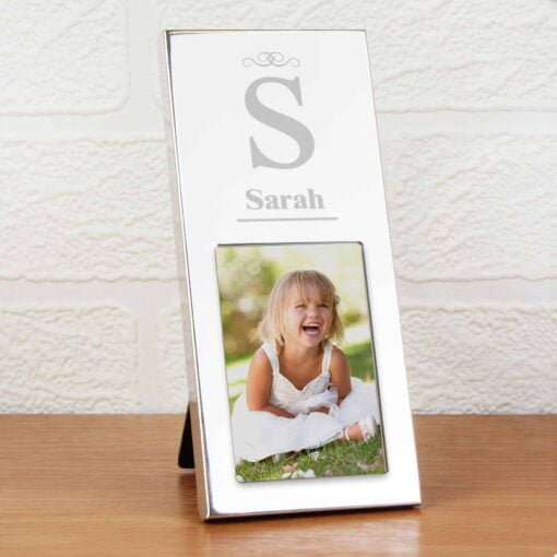 (product) Personalised Small Initial 2x3 Silver Photo Frame