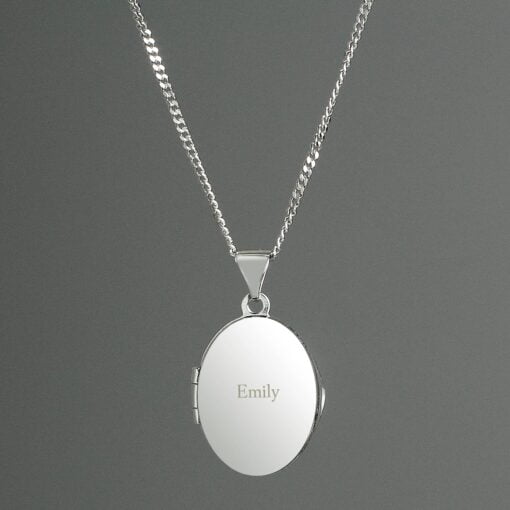 (product) Personalised Sterling Silver Oval Locket Necklace