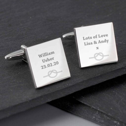 (product) Personalised Tie the Knot Square Cufflinks