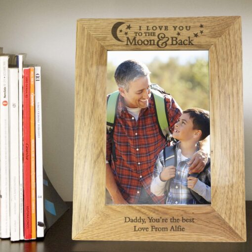 (product) Personalised To the Moon and Back 5x7 Wooden Photo Frame