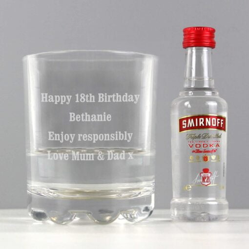 (product) Personalised Tumbler and Smirnoff Vodka Miniature Set