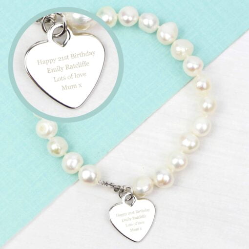 (product) Personalised White Freshwater Pearl Message Bracelet