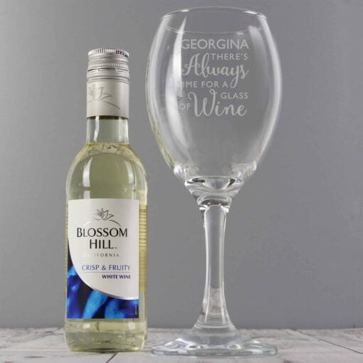 (product) Personalised White Wine & 'Always Time for Wine' Glass Set