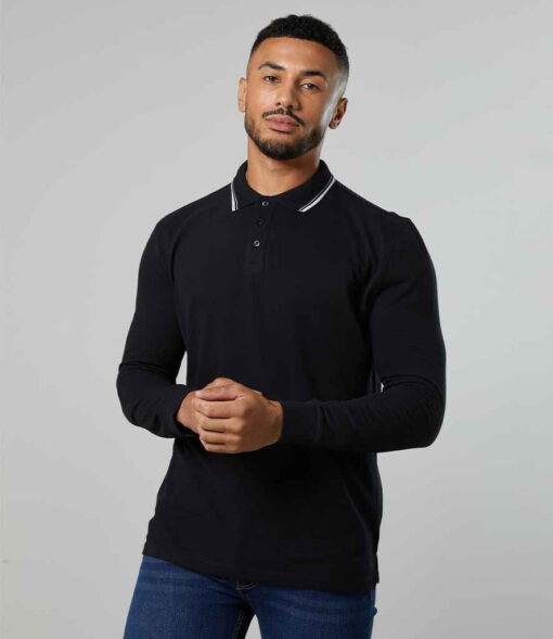 AWDis Long Sleeve Tipped 100 Polo Shirt