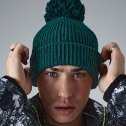 Beechfield Engineered Knit Ribbed Pom Pom Beanie