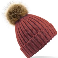 Beechfield Faux Fur Pop Pom Chunky Beanie