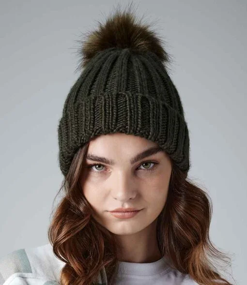 Beechfield Verbier Fur Pop Pom Beanie