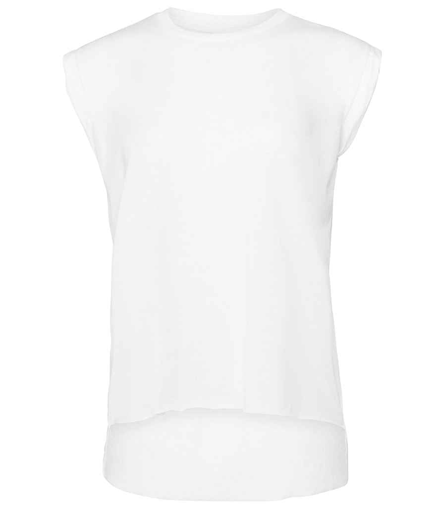 Bella Ladies Flowy Rolled Cuff Muscle T-Shirt