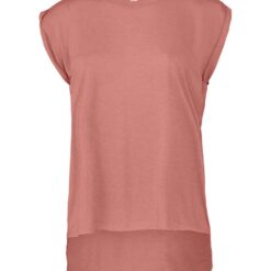 Bella Ladies Flowy Rolled Cuff Muscle T-Shirt