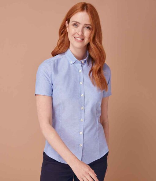 Henbury Ladies Modern Short Sleeve Regular Fit Oxford Shirt