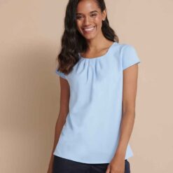 Henbury Ladies Pleat Front Short Sleeve Blouse