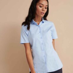 Henbury Ladies Short Sleeve Stretch Poplin Shirt