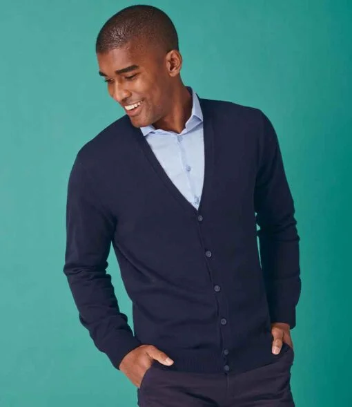 Henbury Lightweight Cotton Acrylic V Neck Cardigan