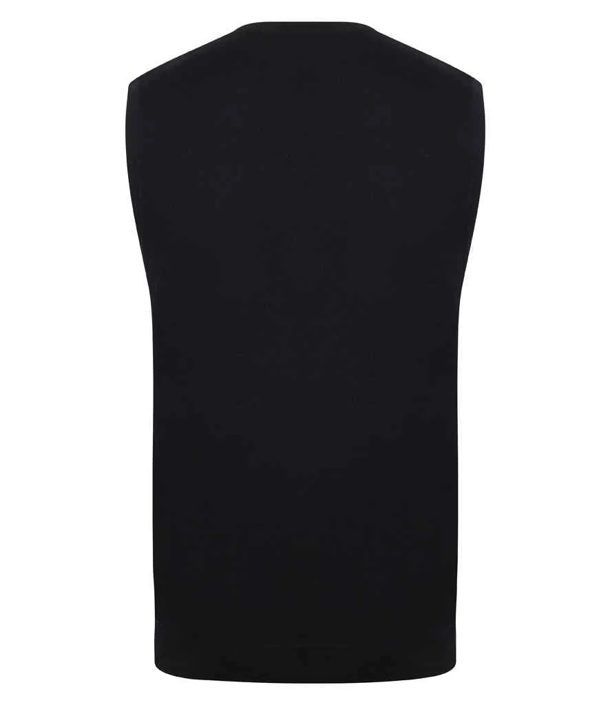 Henbury Lightweight Sleeveless Cotton Acrylic V Neck Sweater