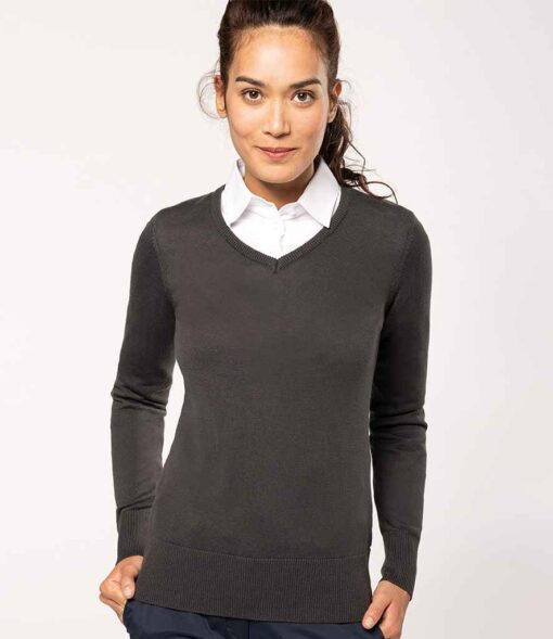 Kariban Ladies Cotton Acrylic V Neck Sweater