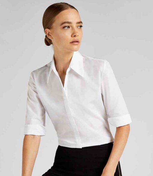 (product) Kustom Kit Ladies 3/4 Sleeve Tailored Continental Shirt