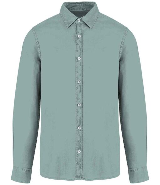 Native Spirit Washed Long Sleeve Shirt - Washed Jade Green, 3XL
