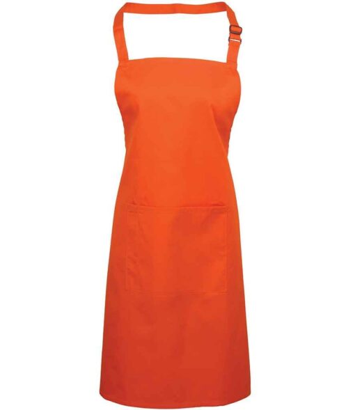 Premier 'Colours' Bib Apron with Pocket - Orange