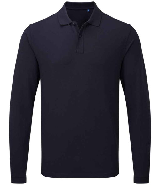 Premier Essential Unisex Long Sleeve Polo Shirt - Navy, 4XL