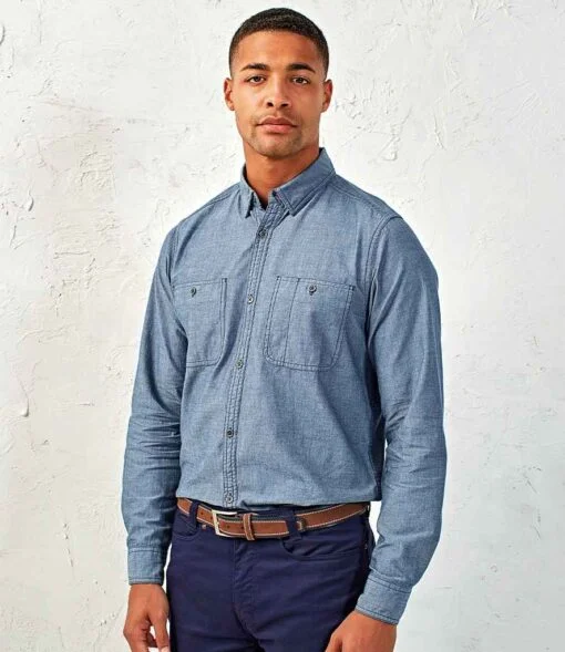 Premier Fairtrade Organic Long Sleeve Chambray Shirt