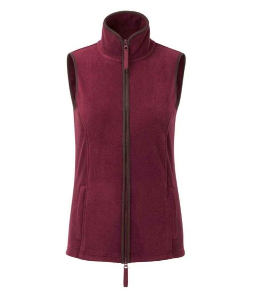 Premier Ladies Artisan Fleece Gilet - Burgundy/Brown, 3XL