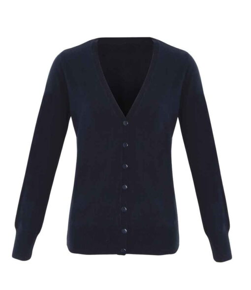 Premier Ladies Essential Acrylic V Neck Cardigan - Navy, 26