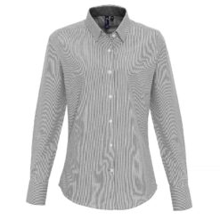 Premier Ladies Long Sleeve Striped Oxford Shirt