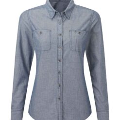 Premier Ladies Organic Fairtrade Long Sleeve Chambray Shirt