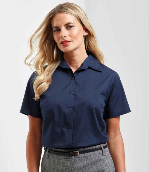 Premier Ladies Short Sleeve Poplin Blouse