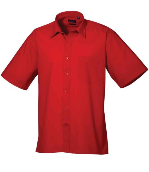 Premier Short Sleeve Poplin Shirt - Red, 23