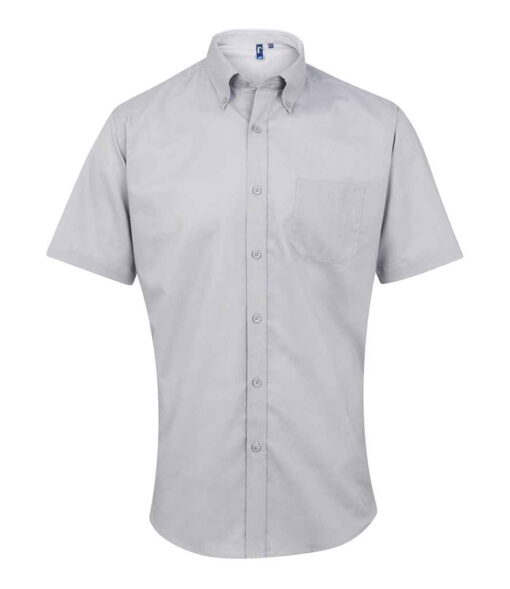 Premier Signature Short Sleeve Oxford Shirt - Silver, 17