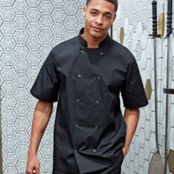 Premier Unisex Short Sleeve Stud Front Chef's Jacket