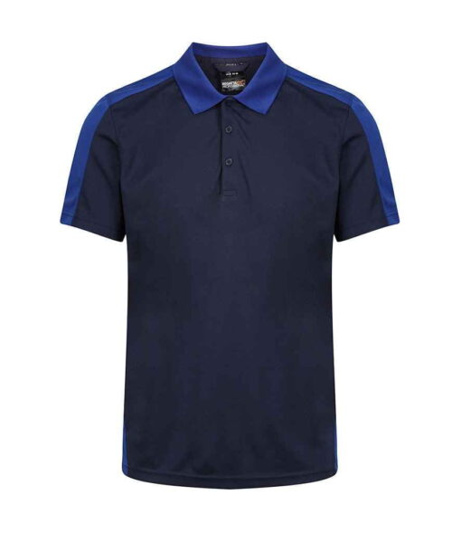 Regatta Contrast Quick Wicking Piqué Polo Shirt - Navy/New Royal Blue, 4XL