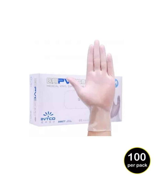 (product) Result Clear Synthetic Vinyl Disposable Gloves