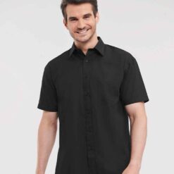 Russell Collection Short Sleeve Easy Care Cotton Poplin Shirt