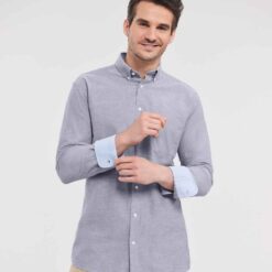 Russell Collection Tailored Long Sleeve Washed Oxford Shirt