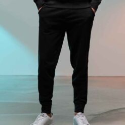 Men Slim Cuffed Jog Pants in Black