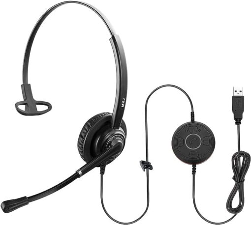 MKJ USB Headset with Microphone Noise Canceling Corded