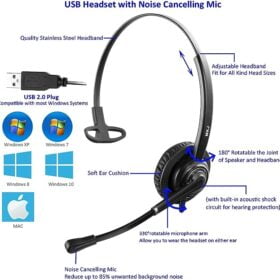 MKJ USB Headset with Microphone Noise Canceling Corded Computer Headphones Spec