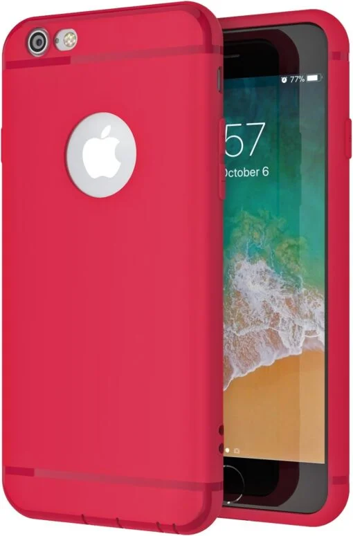 iPhone 6/6S Plus - Red Mobile Case with Screen Protector – Ultra Thin Slim Fit Light Soft Protection TPU