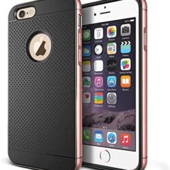 iPhone 6/6S - Black with Rose Gold Ring Border Mobile Case with Screen Protector