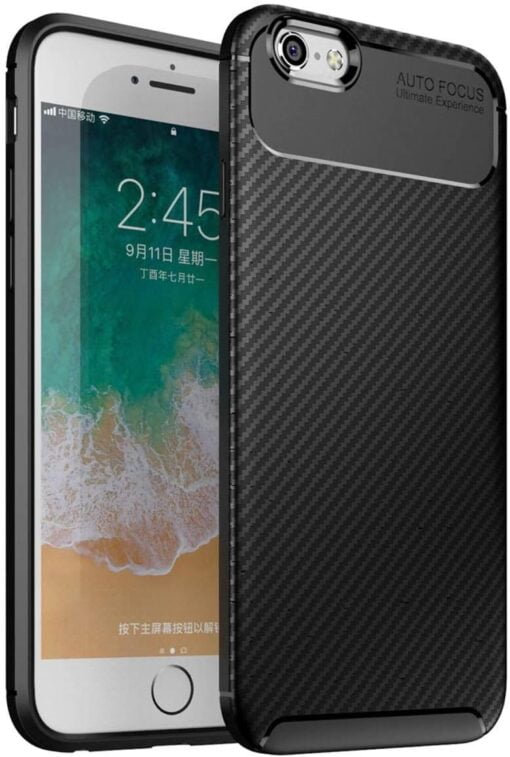 iPhone 6/6S Plus - Black Carbon Fibre Silicone Case